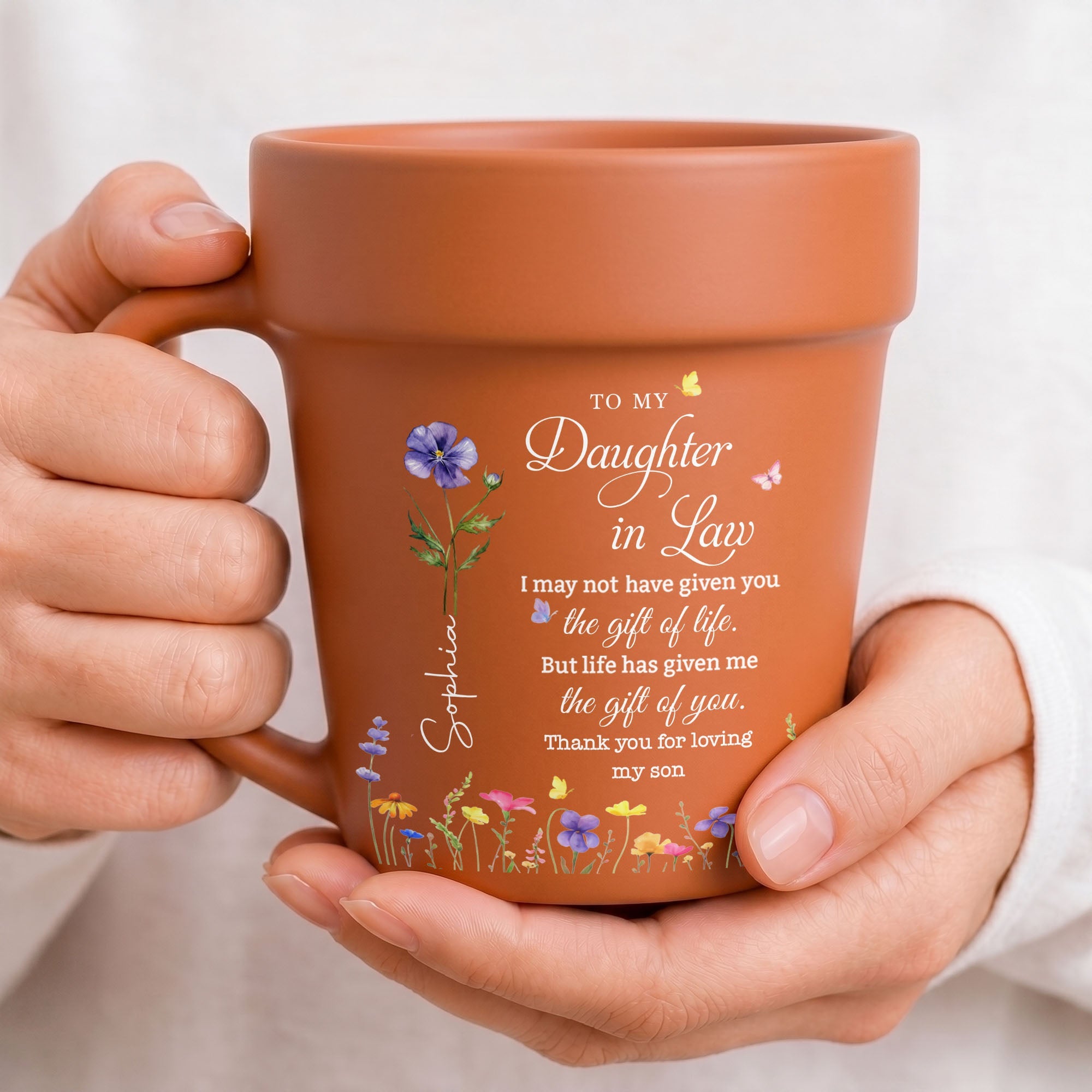 Personalized Plant Pot Ceramic Mug Custom Gift for Daughter-in-Law Plant Pot Ceramic Mug GradoCreations