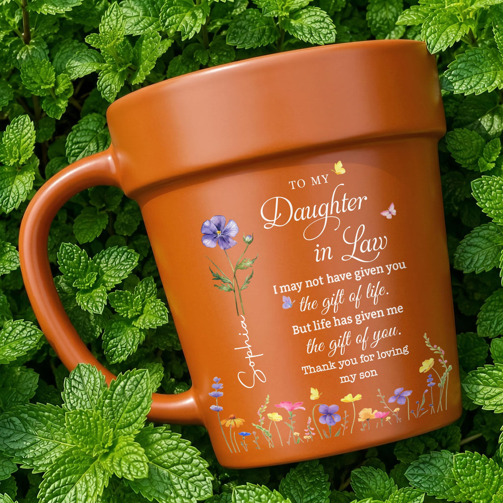 Personalized Plant Pot Ceramic Mug Custom Gift for Daughter-in-Law Plant Pot Ceramic Mug GradoCreations