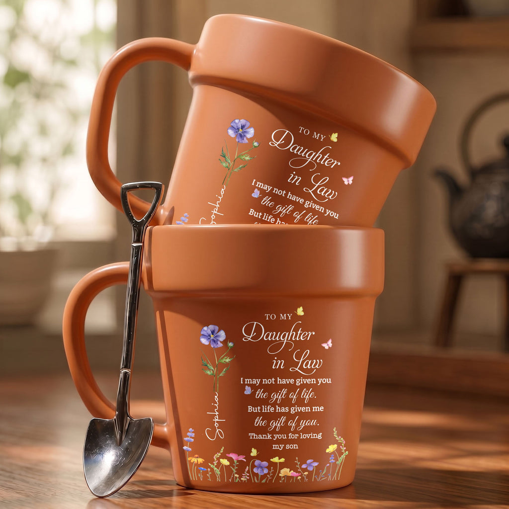 Personalized Plant Pot Ceramic Mug Custom Gift for Daughter-in-Law Plant Pot Ceramic Mug GradoCreations