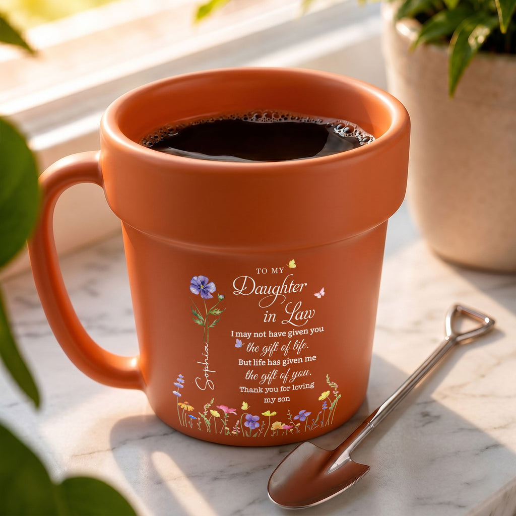 Personalized Plant Pot Ceramic Mug Custom Gift for Daughter-in-Law Plant Pot Ceramic Mug GradoCreations