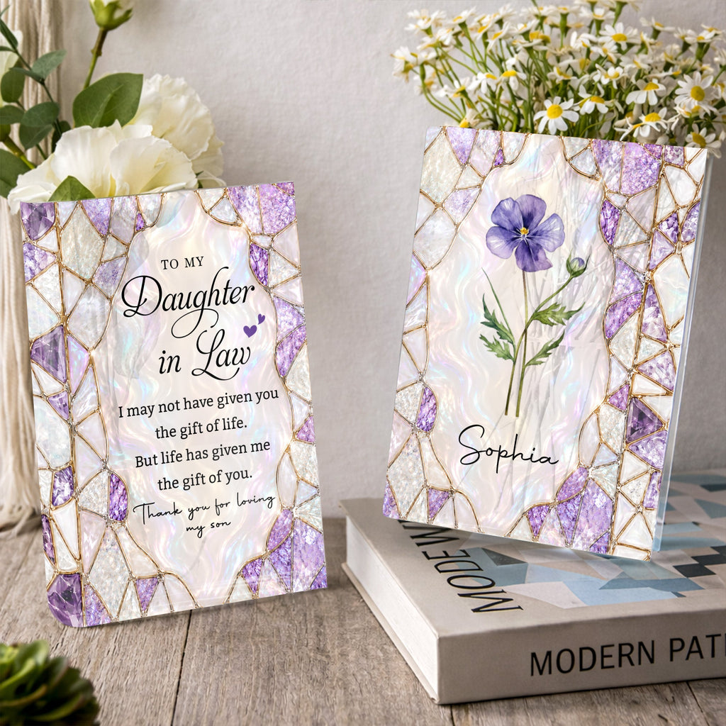 Personalized Acrylic Book Vase Custom Gift for Daughter-In-Law Acrylic Book Vase GradoCreations