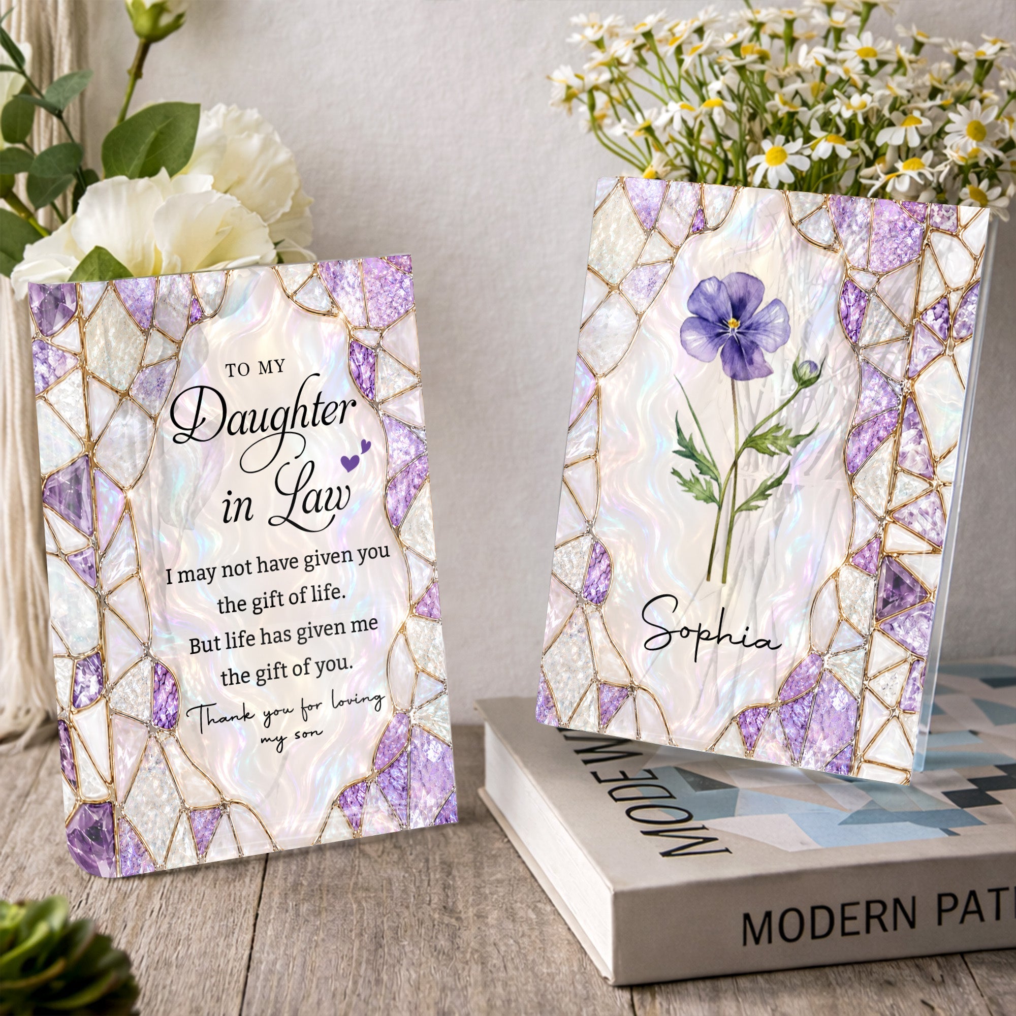 Personalized Acrylic Book Vase Custom Gift for Daughter-In-Law Acrylic Book Vase GradoCreations