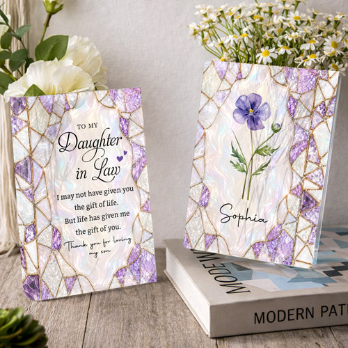 Personalized Acrylic Book Vase Custom Gift for Daughter-In-Law Acrylic Book Vase GradoCreations