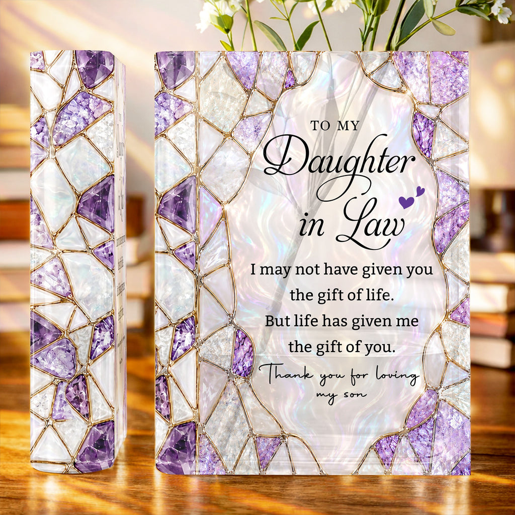 Personalized Acrylic Book Vase Custom Gift for Daughter-In-Law Acrylic Book Vase GradoCreations
