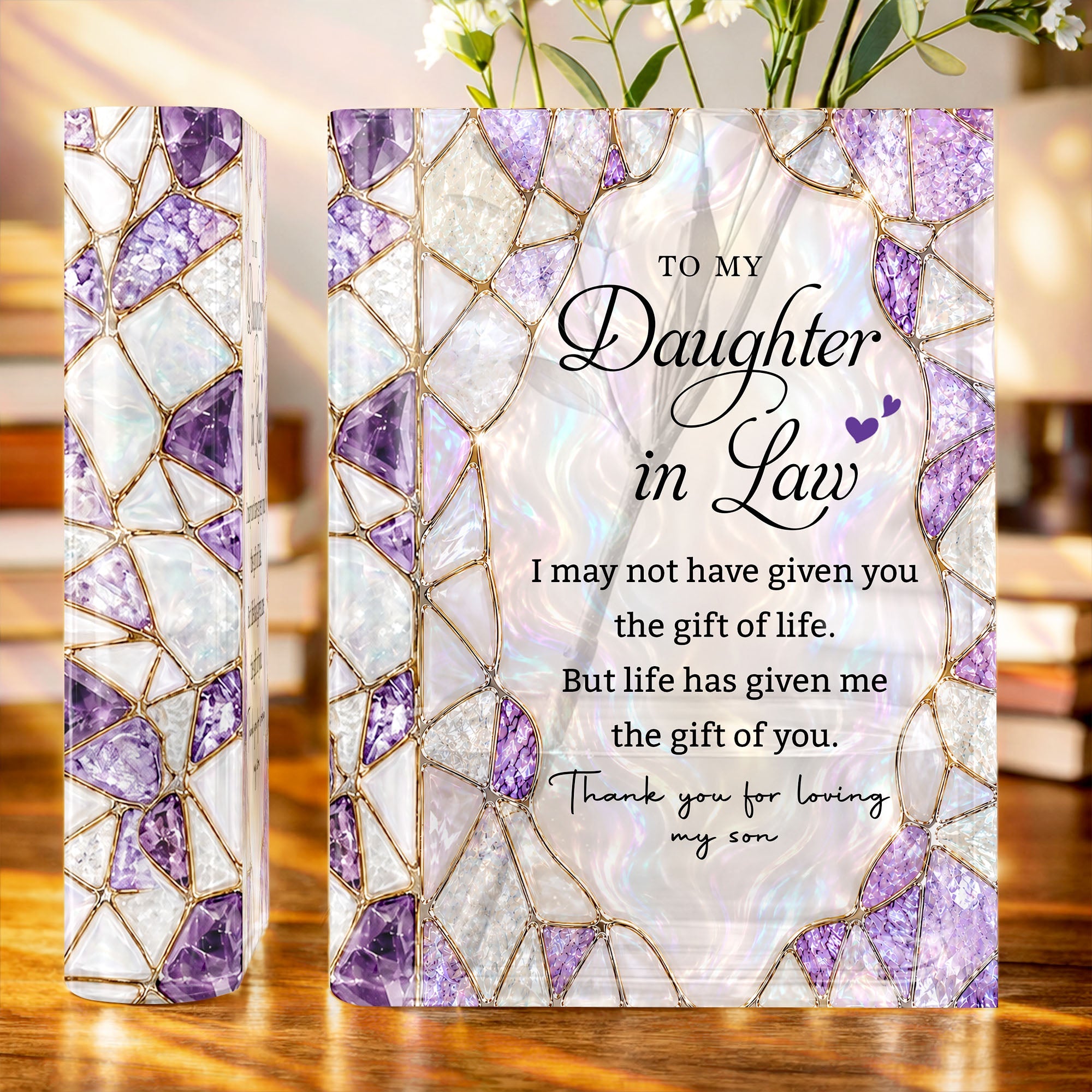 Personalized Acrylic Book Vase Custom Gift for Daughter-In-Law Acrylic Book Vase GradoCreations