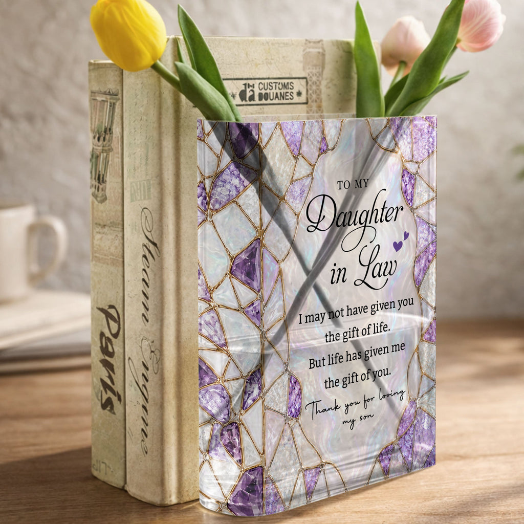 Personalized Acrylic Book Vase Custom Gift for Daughter-In-Law Acrylic Book Vase GradoCreations