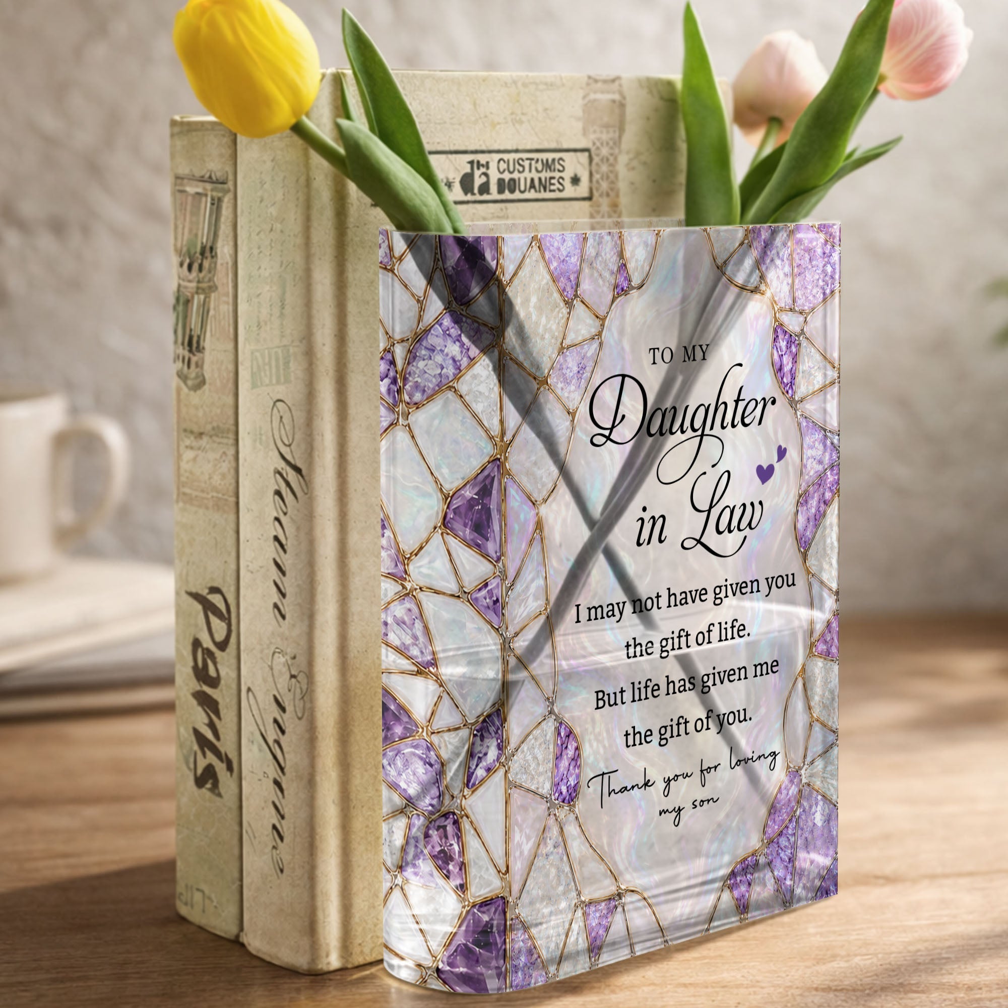 Personalized Acrylic Book Vase Custom Gift for Daughter-In-Law Acrylic Book Vase GradoCreations