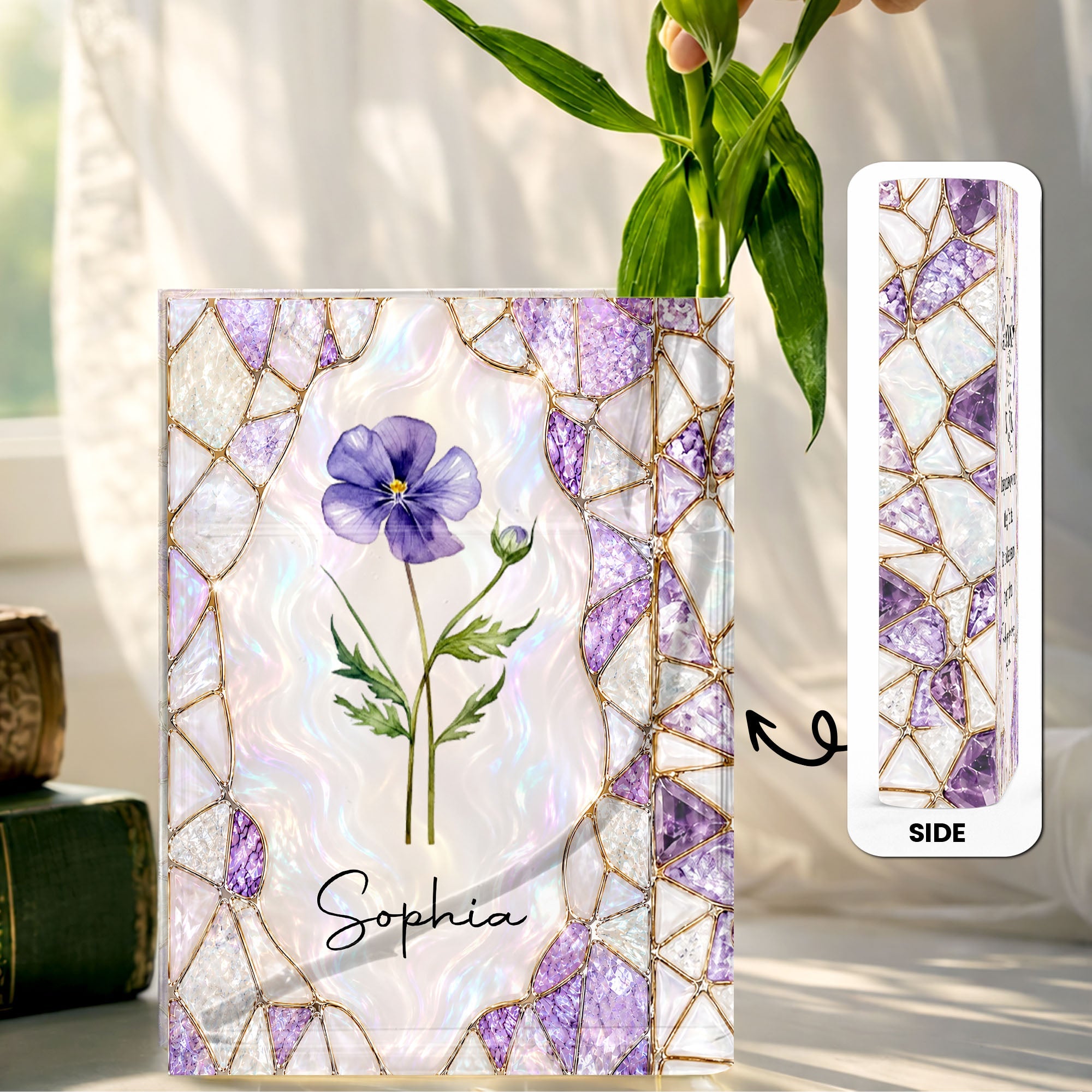 Personalized Acrylic Book Vase Custom Gift for Daughter-In-Law Acrylic Book Vase GradoCreations