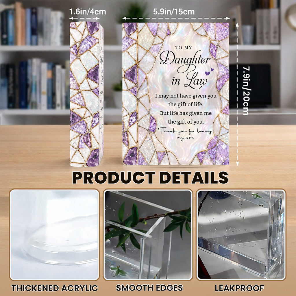 Personalized Acrylic Book Vase Custom Gift for Daughter-In-Law Acrylic Book Vase GradoCreations