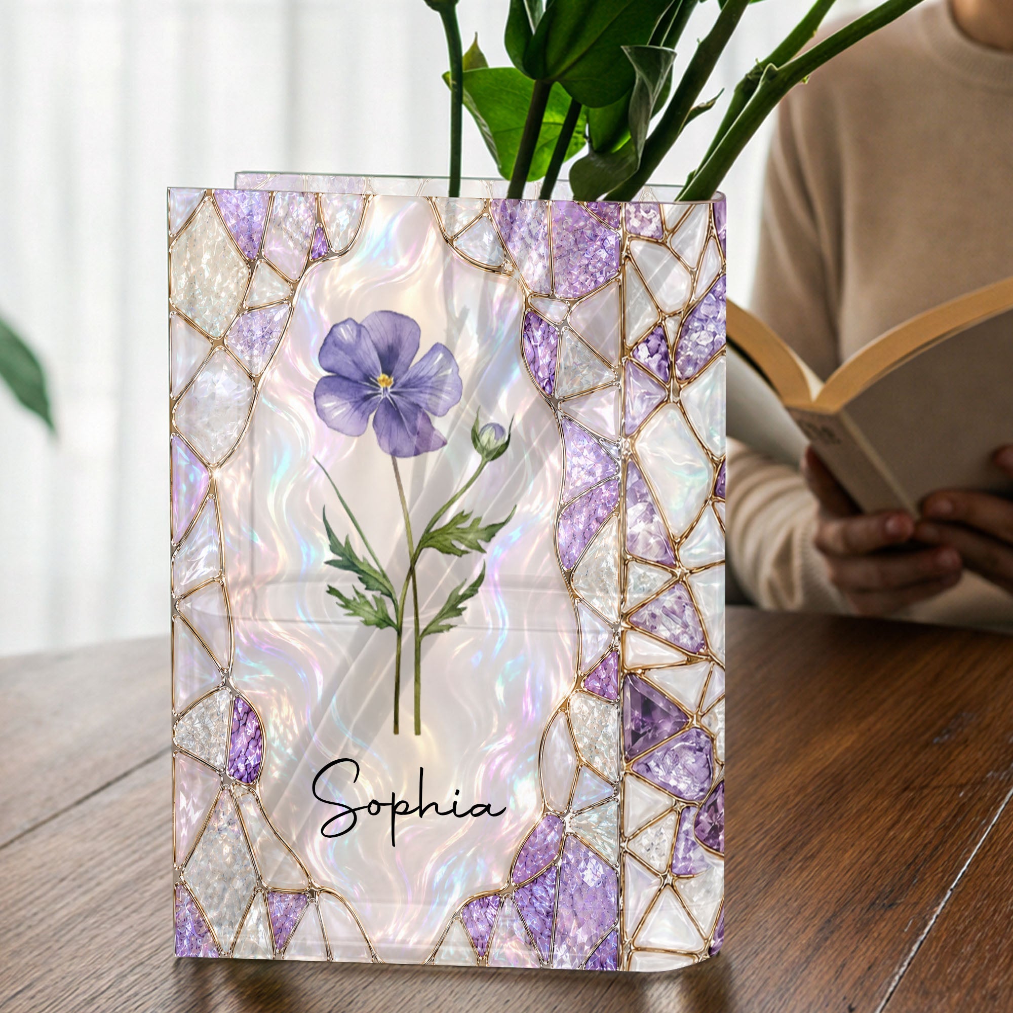Personalized Acrylic Book Vase Custom Gift for Daughter-In-Law Acrylic Book Vase GradoCreations