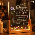 Personalized Acrylic Night Light Custom Birth Month Flowers Gift for Daughter-in-Law Wood and Acrylic Night Light GradoCreations