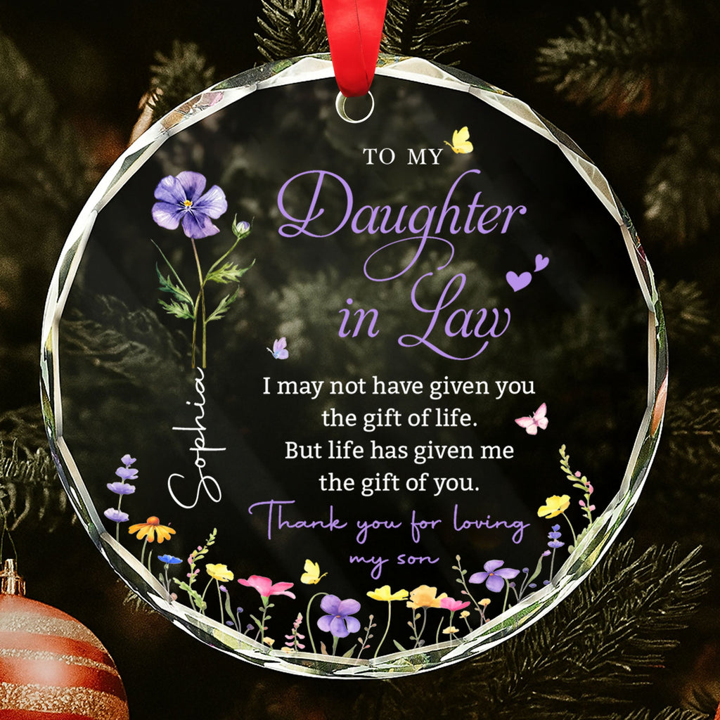 Personalized Glass Circle Ornament Gift for Daughter-in-Law Glass Circle Ornament GradoCreations