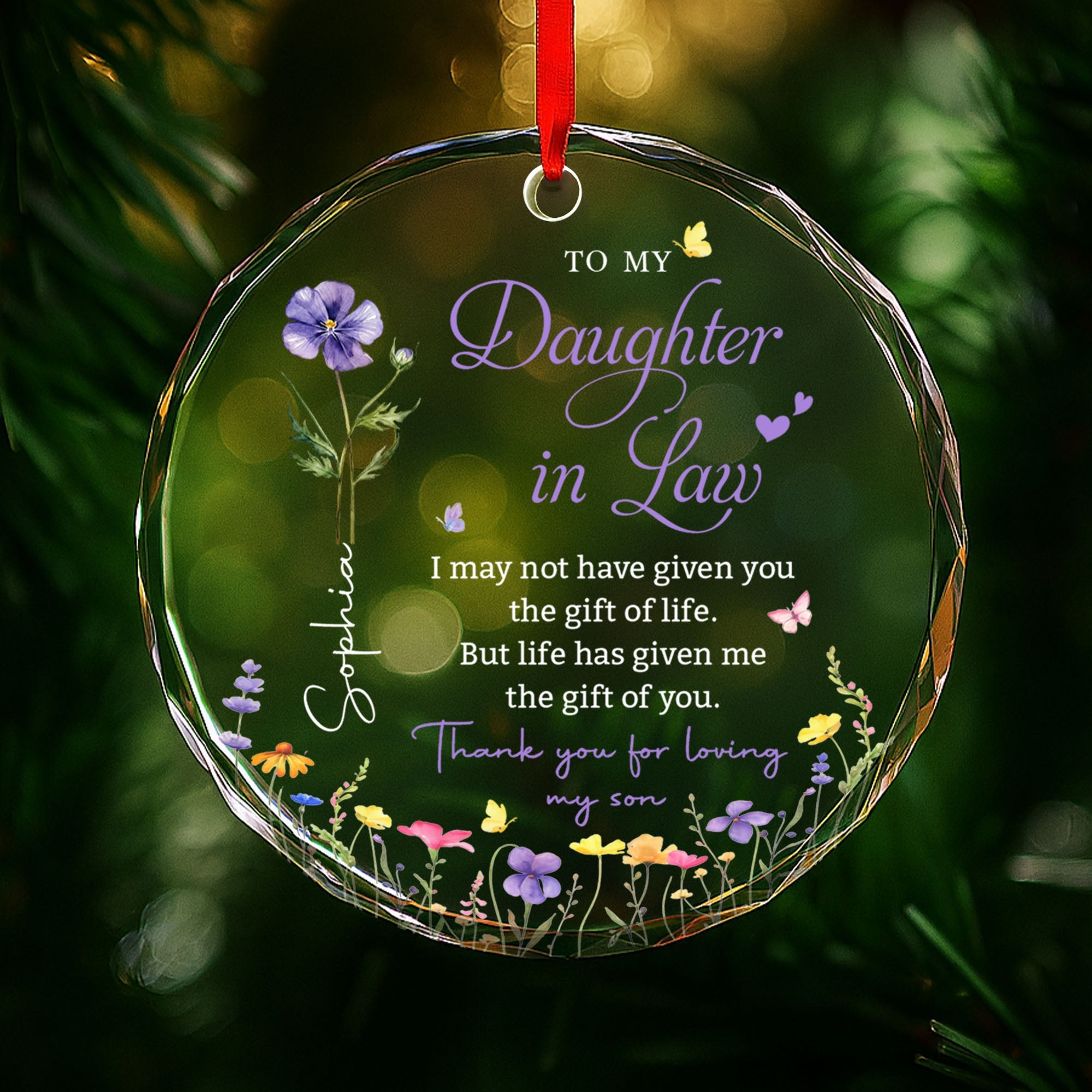Personalized Glass Circle Ornament Gift for Daughter-in-Law Glass Circle Ornament GradoCreations