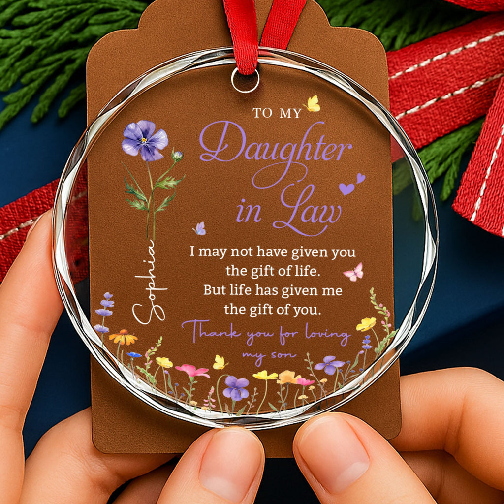 Personalized Glass Circle Ornament Gift for Daughter-in-Law Glass Circle Ornament GradoCreations