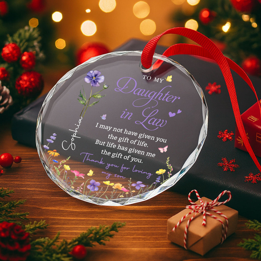 Personalized Glass Circle Ornament Gift for Daughter-in-Law Glass Circle Ornament GradoCreations
