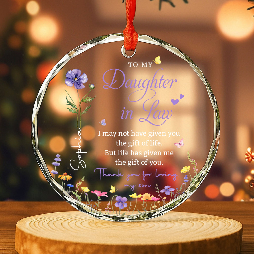 Personalized Glass Circle Ornament Gift for Daughter-in-Law Glass Circle Ornament GradoCreations