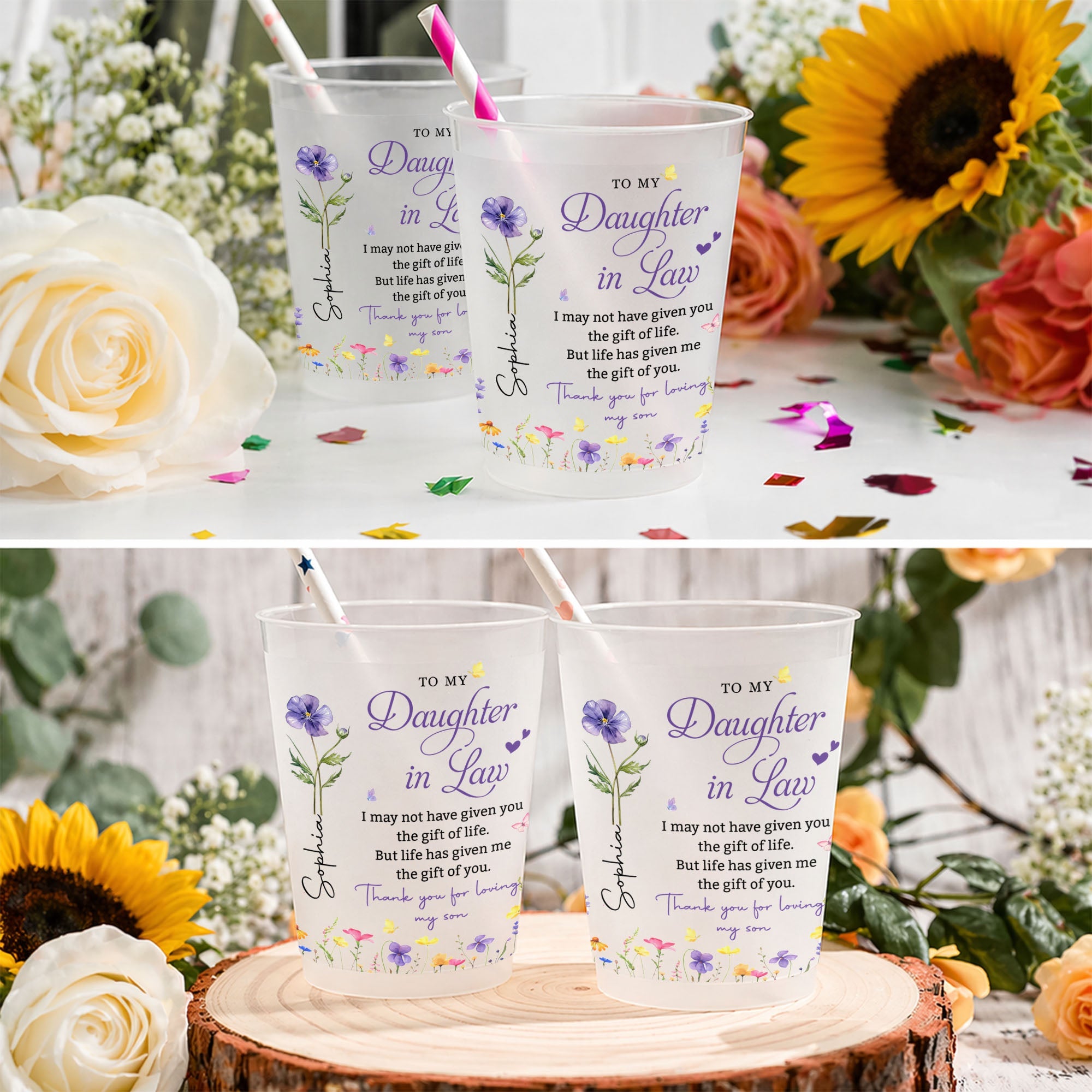 Personalized Frosted Cups Custom Name Gift for Daughter-in-Law Frosted Cups GradoCreations