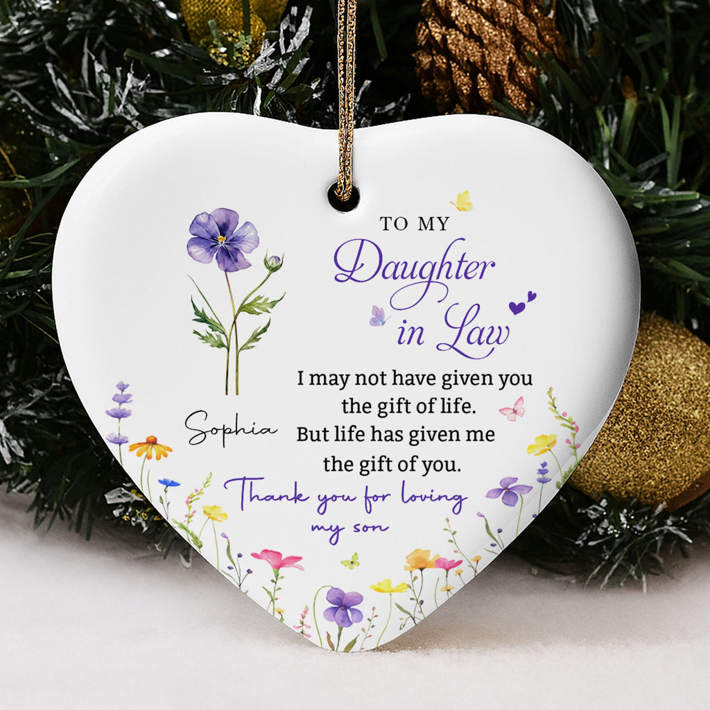 Personalized Heart-Shaped Ceramic Ornament Custom Gift for Daughter-in-Law Ceramic Ornament GradoCreations