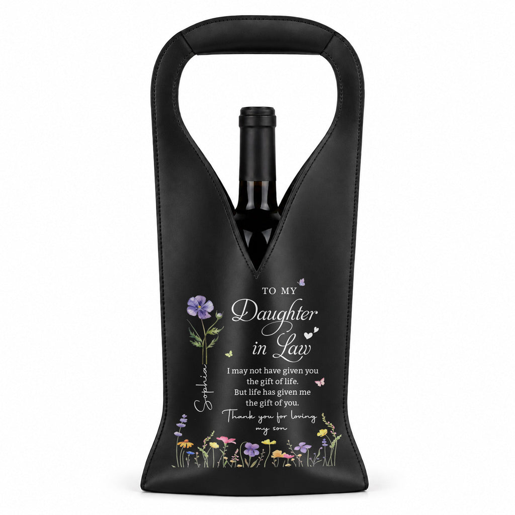 Personalized Leather Wine Bag Custom Message for Daughter-in-Law Leather Wine Bag GradoCreations