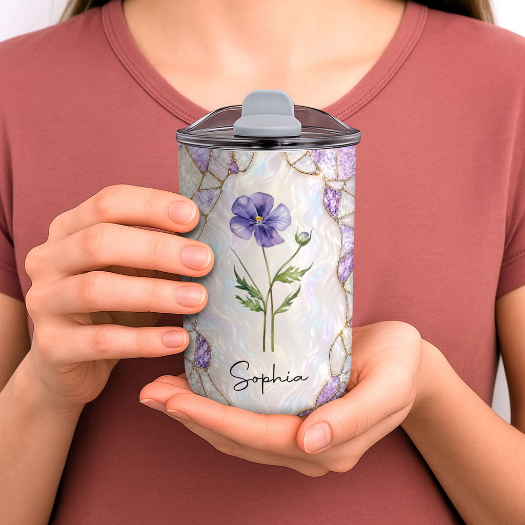 Personalized Birth Flower Tumbler Custom 10oz Gift for Daughter-in-Law 10oz tumbler GradoCreations