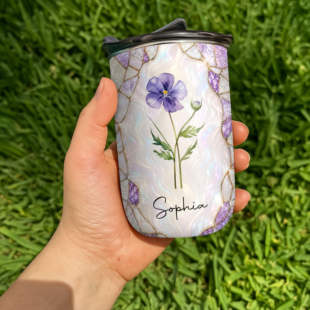 Personalized Birth Flower Tumbler Custom 10oz Gift for Daughter-in-Law 10oz tumbler GradoCreations