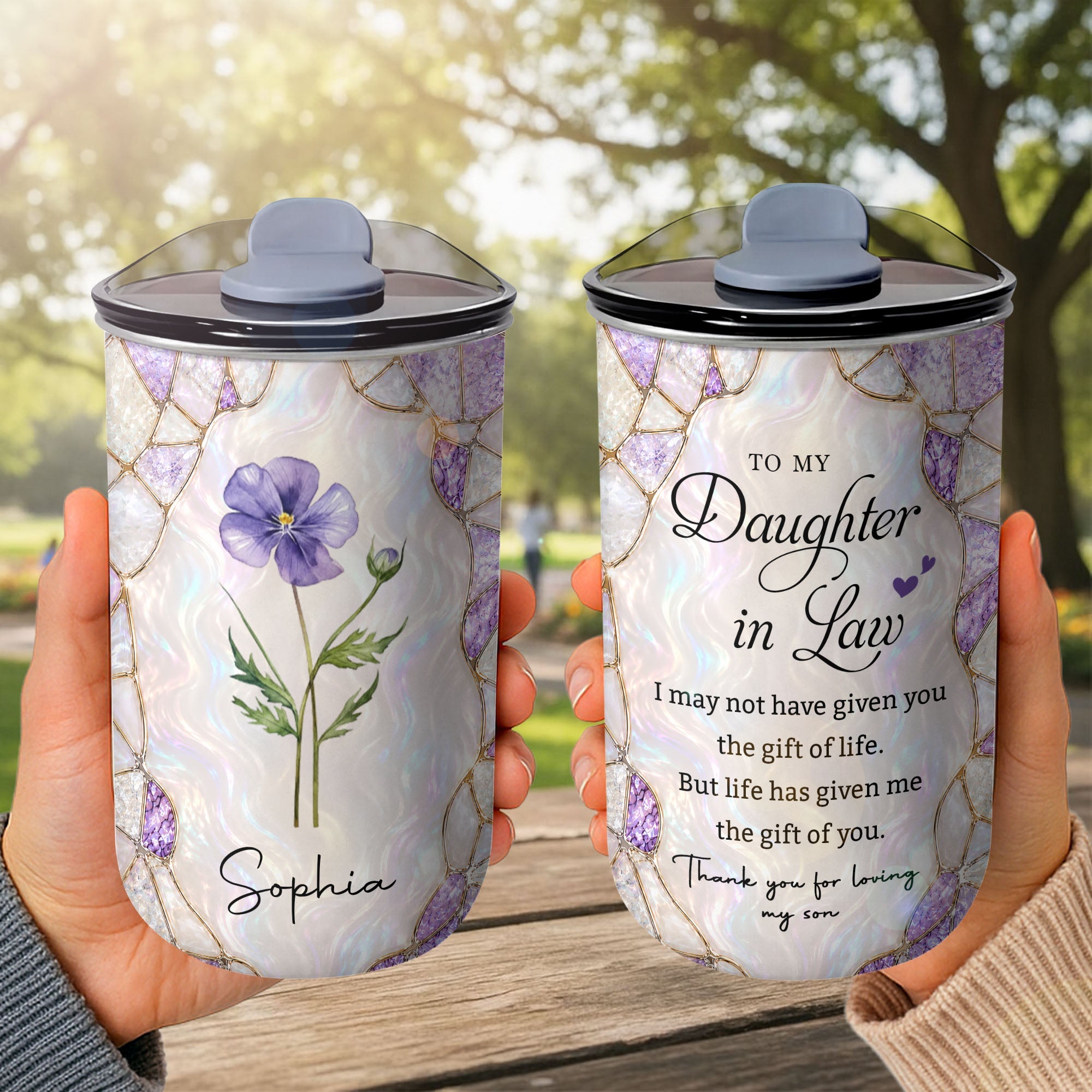 Personalized Birth Flower Tumbler Custom 10oz Gift for Daughter-in-Law 10oz tumbler GradoCreations