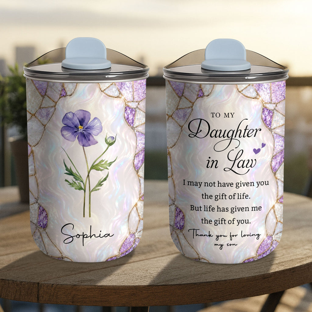 Personalized Birth Flower Tumbler Custom 10oz Gift for Daughter-in-Law 10oz tumbler GradoCreations