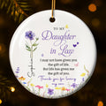 Personalized Birth Month Flower Ceramic Ornament Gift for Daughter-in-Law Ceramic Ornament GradoCreations