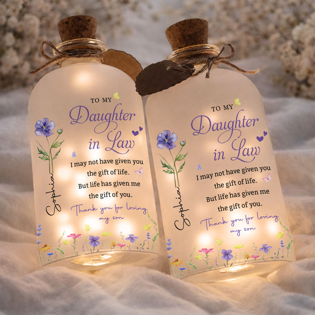 Personalized Short Bottle Light Custom Flowers for Daughter-in-Law Short Bottle Light GradoCreations