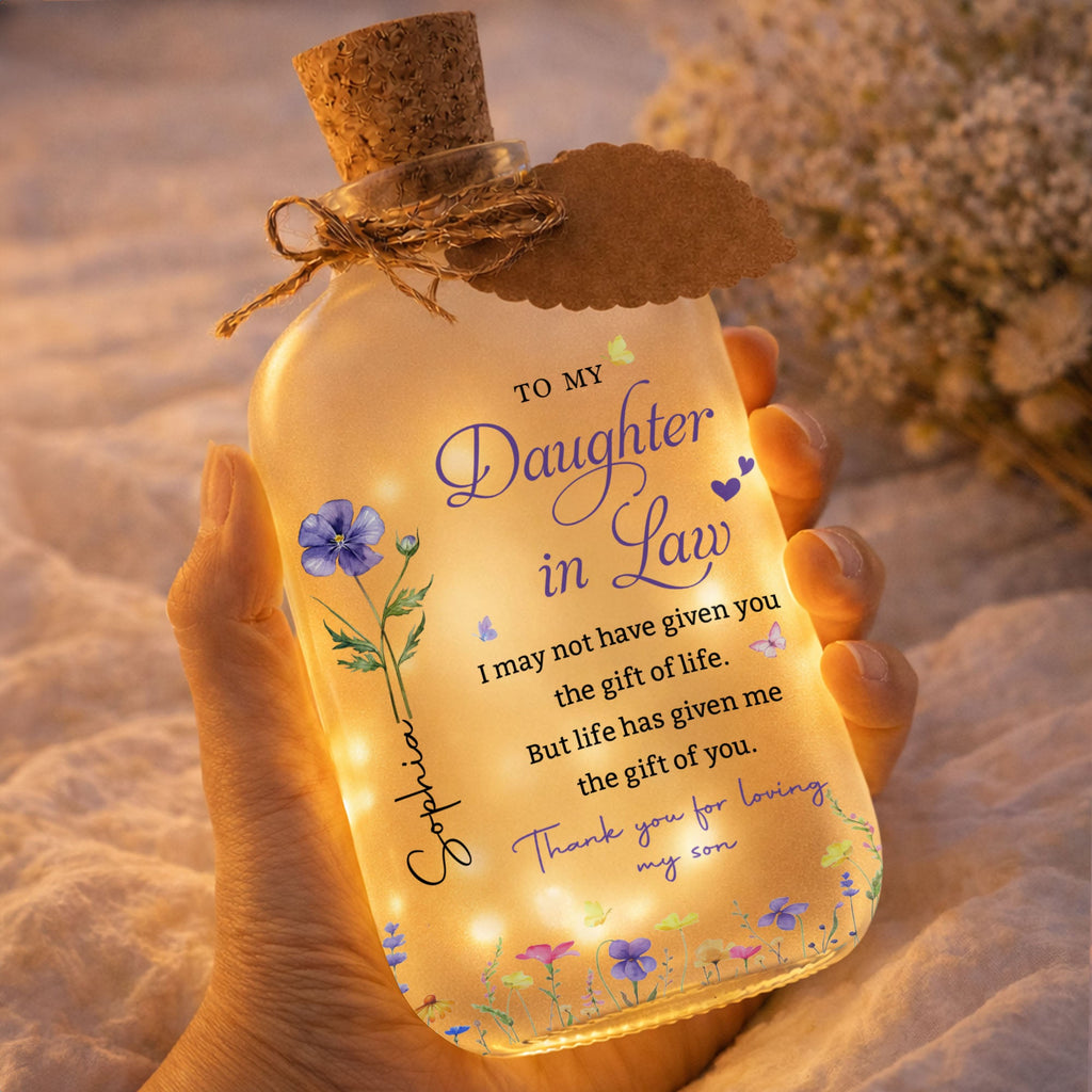 Personalized Short Bottle Light Custom Flowers for Daughter-in-Law Short Bottle Light GradoCreations