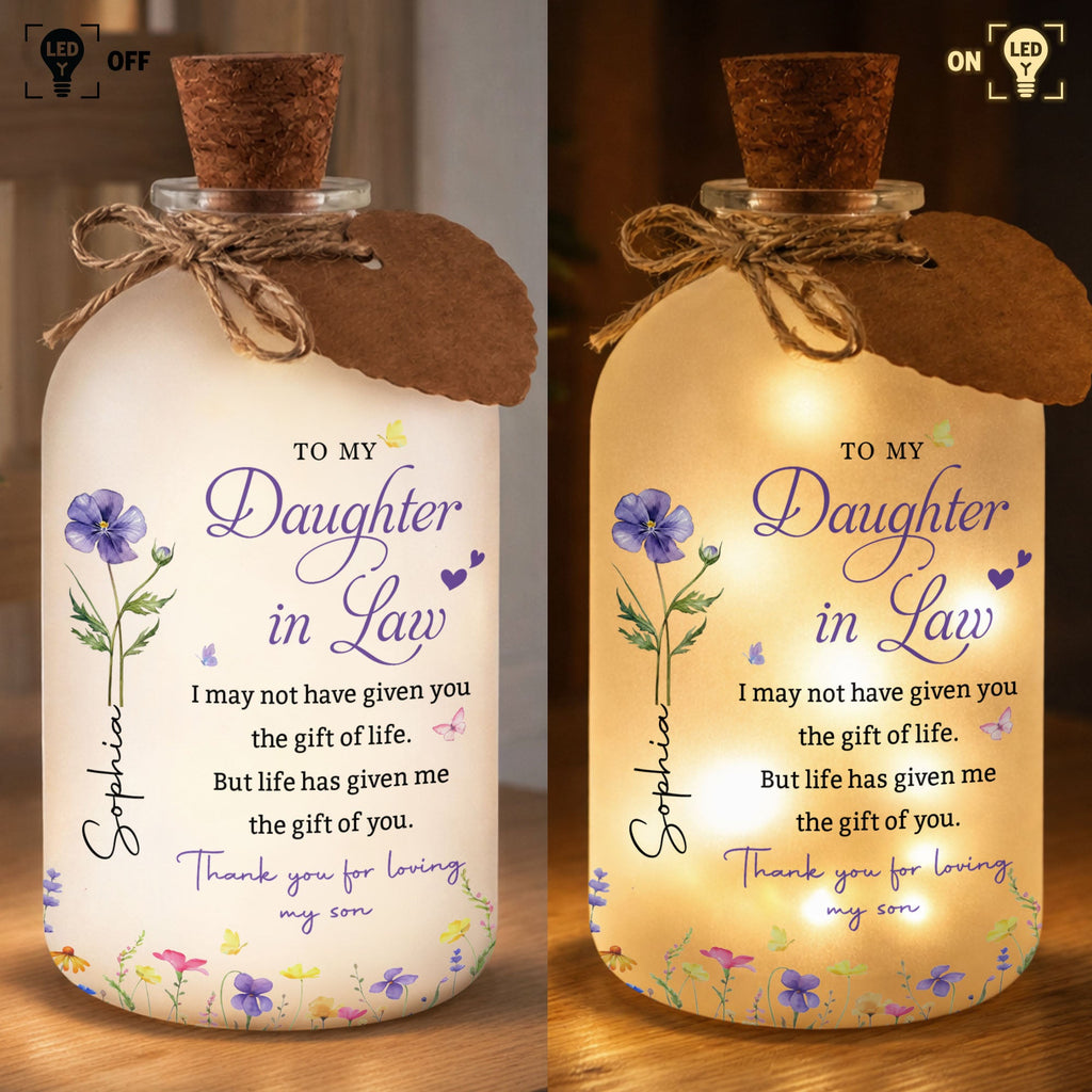 Personalized Short Bottle Light Custom Flowers for Daughter-in-Law Short Bottle Light GradoCreations