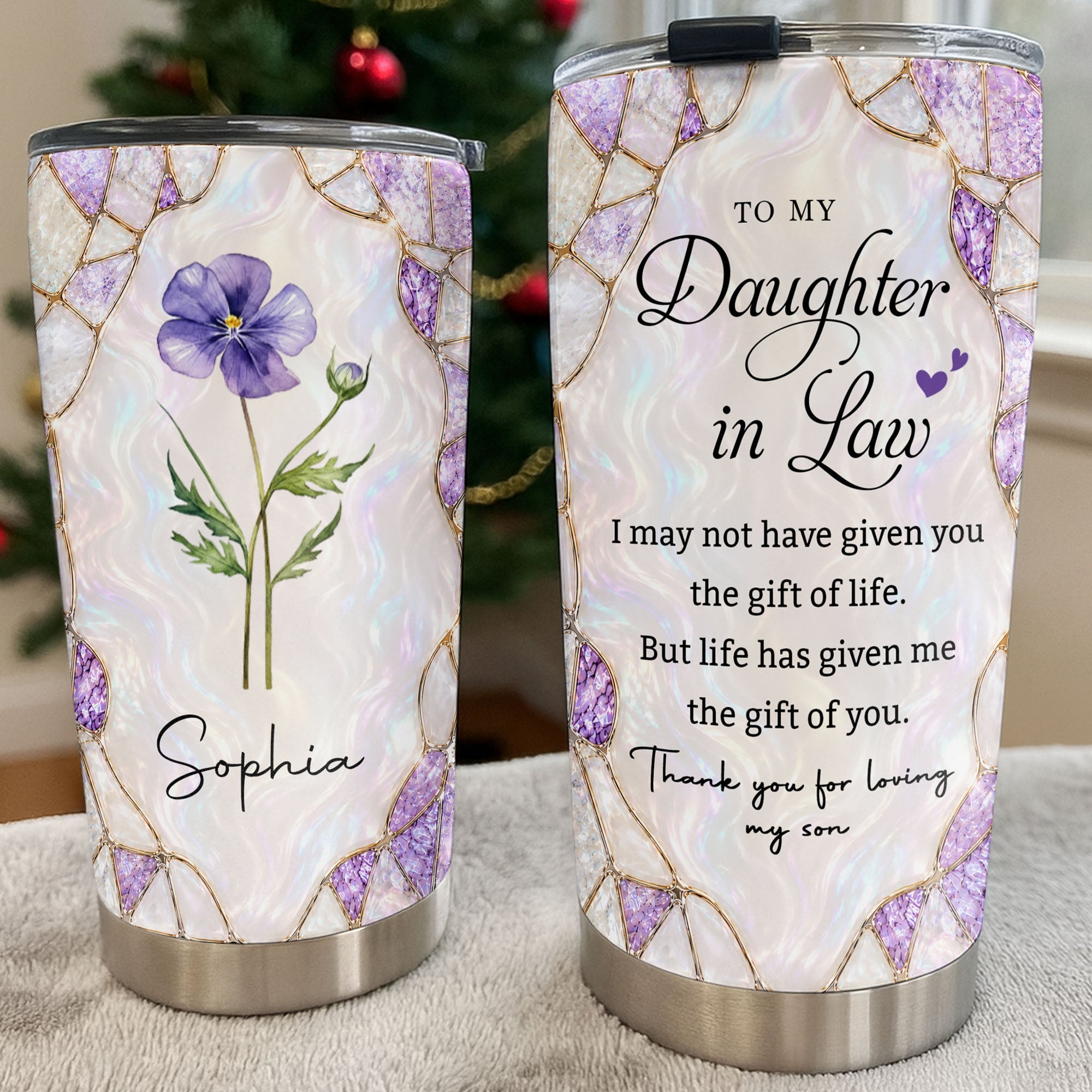 Personalized Stainless Steel Tumbler Custom Gift for Daughter-in-Law Tumbler GradoCreations