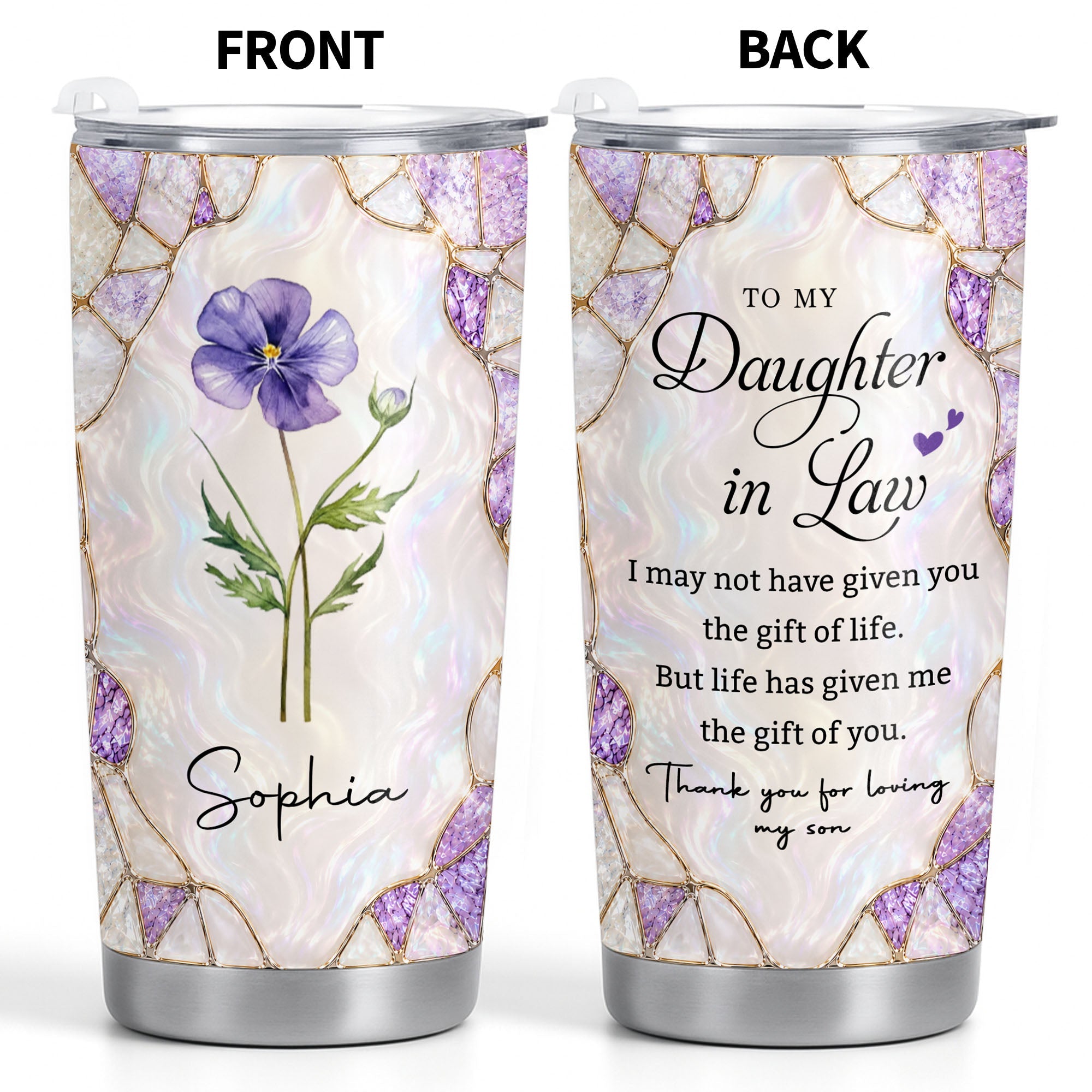 Personalized Stainless Steel Tumbler Custom Gift for Daughter-in-Law Tumbler GradoCreations