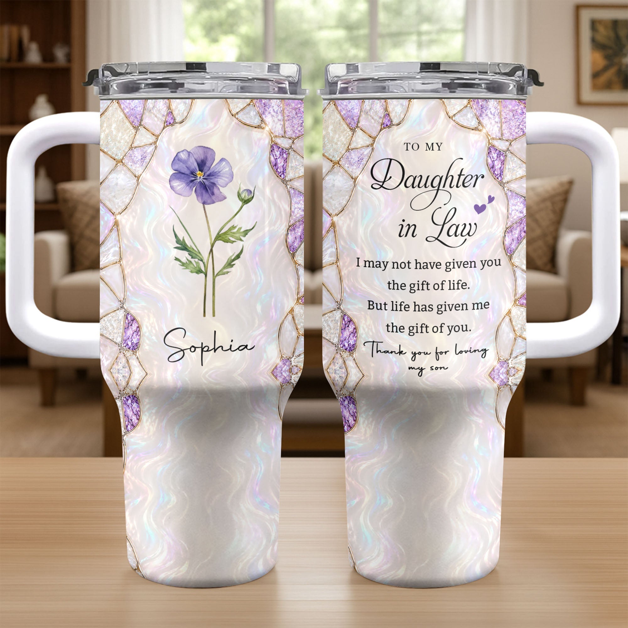 Personalized 40oz Tumbler Custom Name Gift for Daughter-in-Law 40oz Tumbler GradoCreations