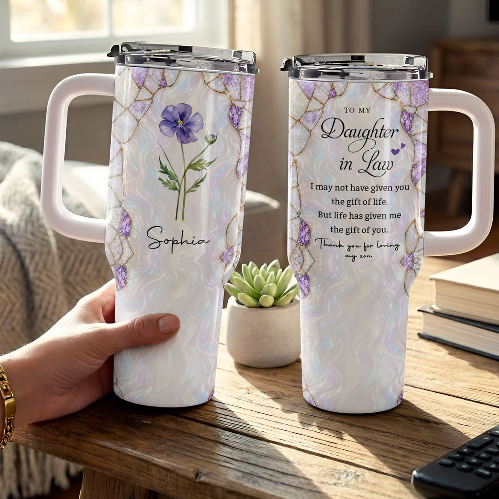 Personalized 40oz Tumbler Custom Name Gift for Daughter-in-Law 40oz Tumbler GradoCreations