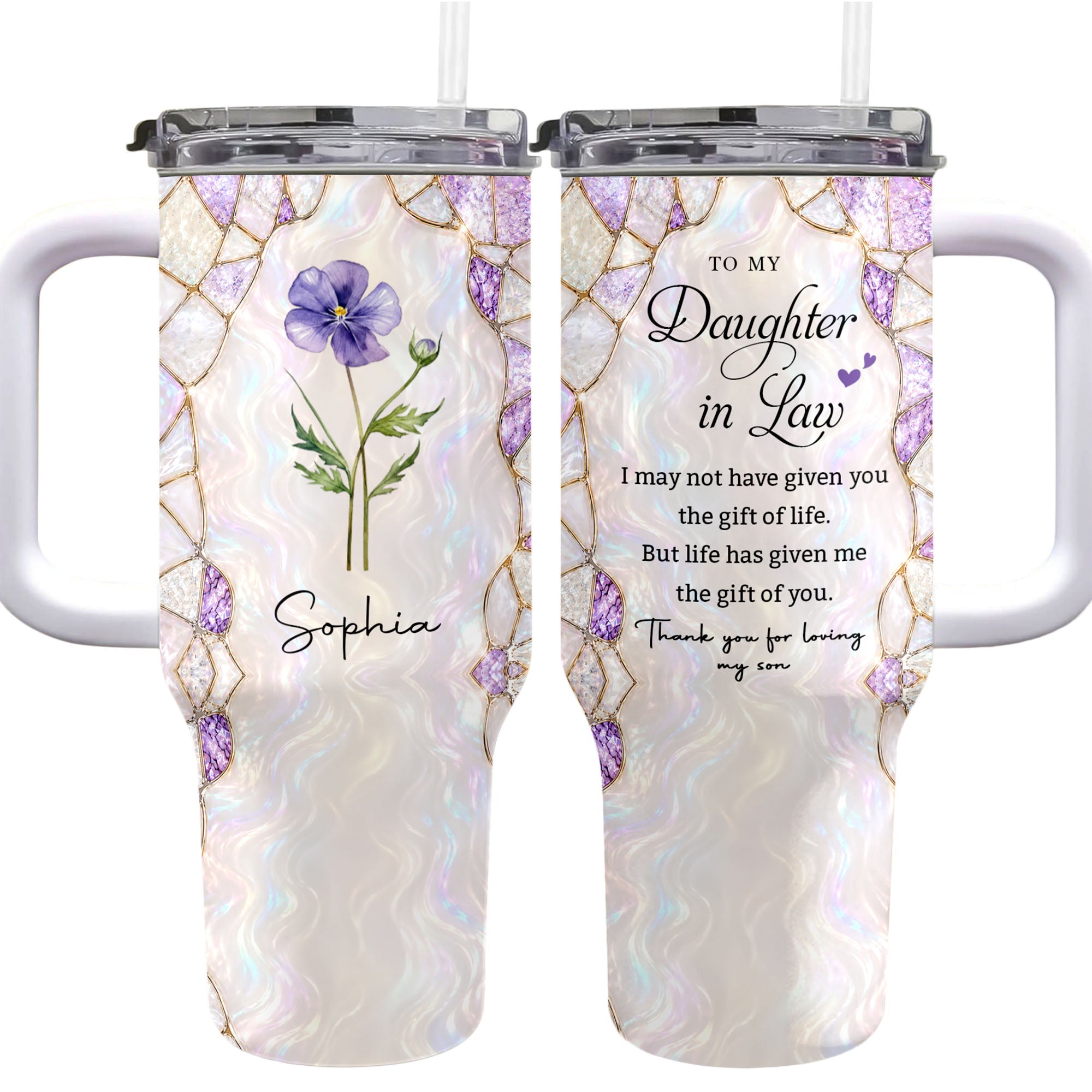 Personalized 40oz Tumbler Custom Name Gift for Daughter-in-Law 40oz Tumbler GradoCreations