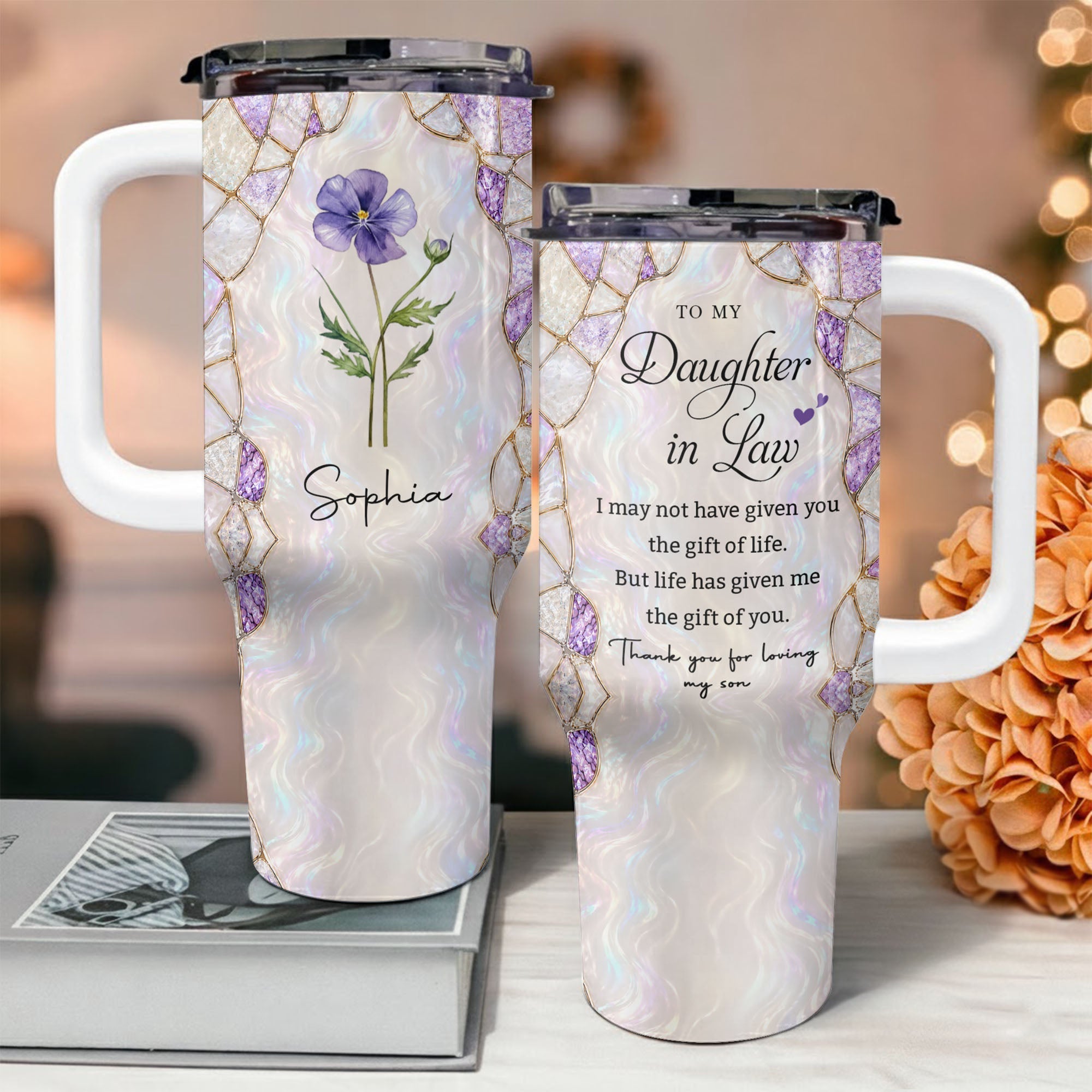 Personalized 40oz Tumbler Custom Name Gift for Daughter-in-Law 40oz Tumbler GradoCreations