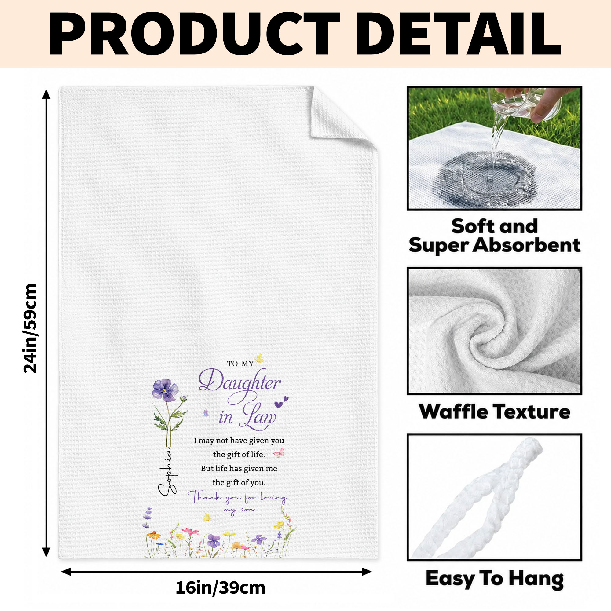 Personalized Kitchen Towel Custom Gift for Daughter-in-Law Kitchen Towel GradoCreations