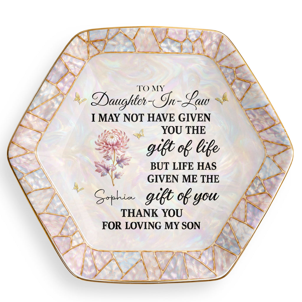 Personalized Ceramic Jewelry Dish Custom Name Hexagon Gift for Daughter-in-Law