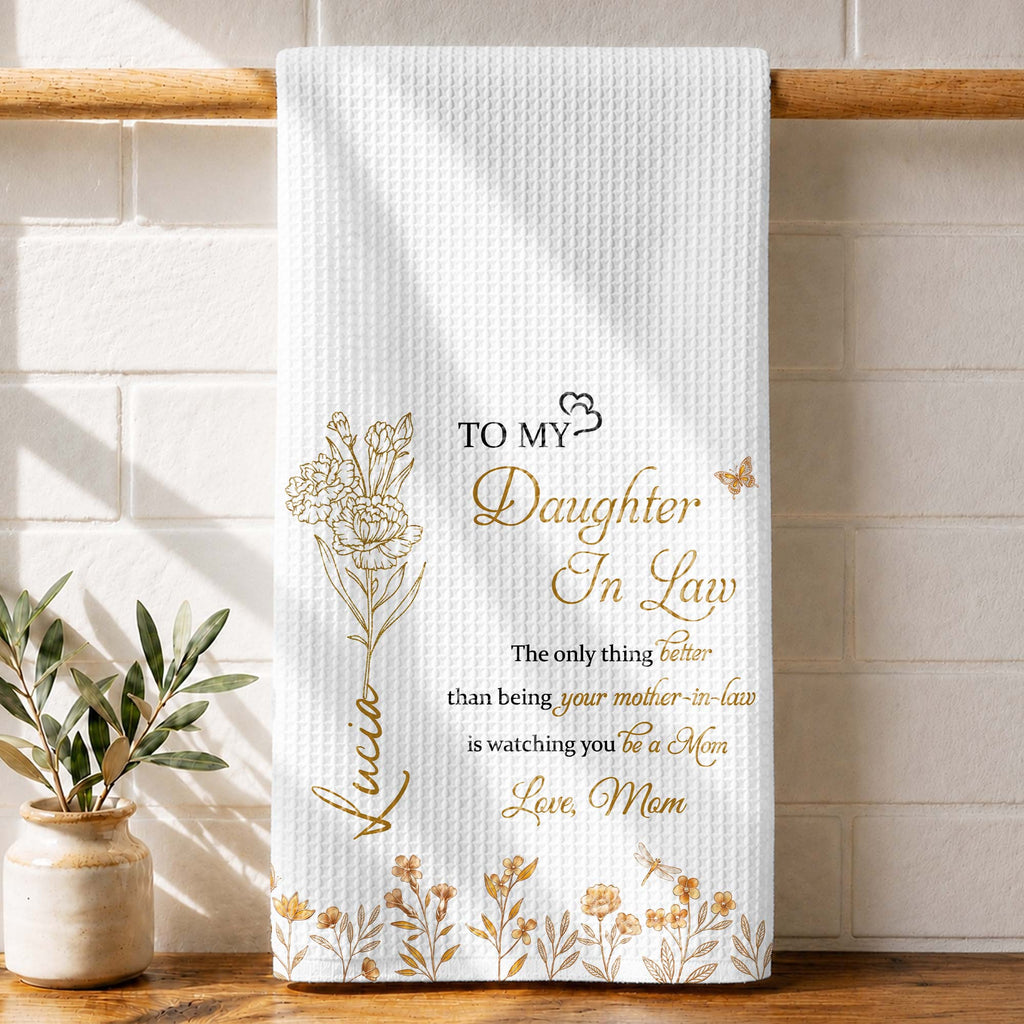 Personalized Kitchen Towel Custom Message Gift for Daughter-In-Law Kitchen Towel GradoCreations