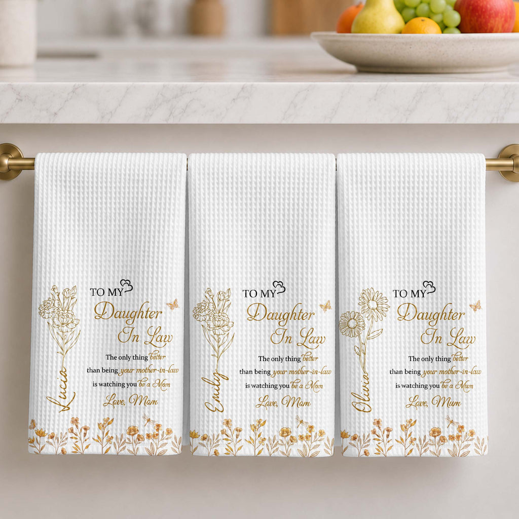 Personalized Kitchen Towel Custom Message Gift for Daughter-In-Law Kitchen Towel GradoCreations