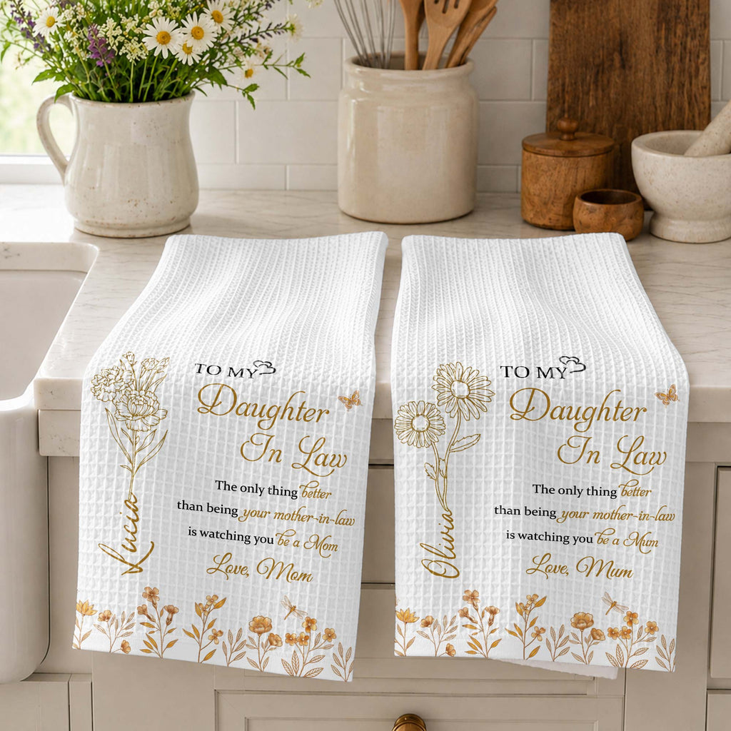 Personalized Kitchen Towel Custom Message Gift for Daughter-In-Law Kitchen Towel GradoCreations