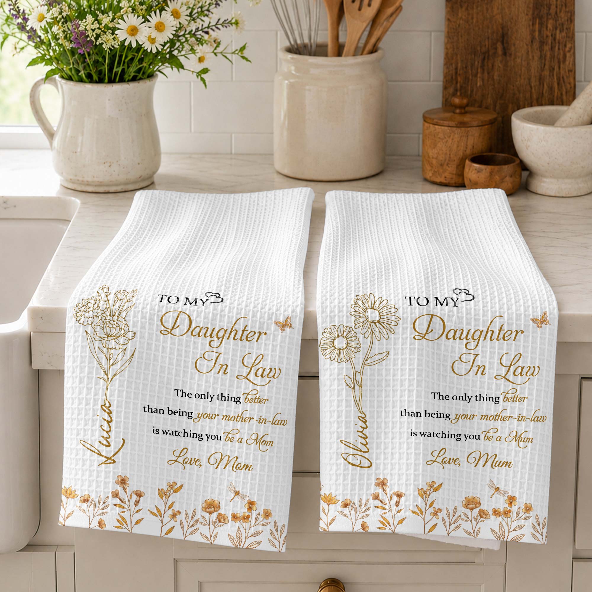 Personalized Kitchen Towel Custom Message Gift for Daughter-In-Law Kitchen Towel GradoCreations