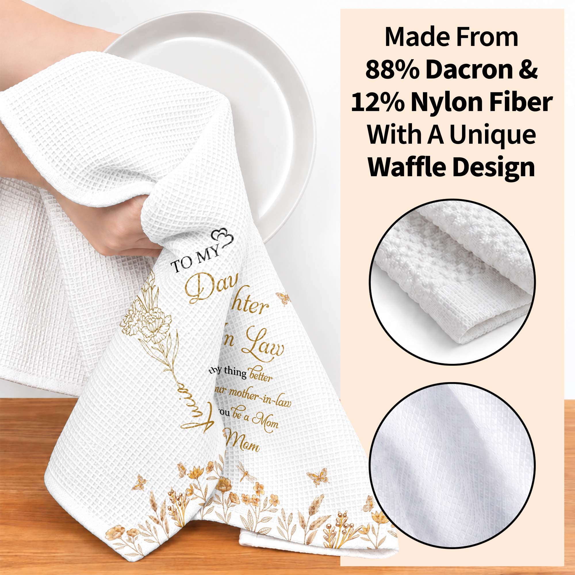 Personalized Kitchen Towel Custom Message Gift for Daughter-In-Law Kitchen Towel GradoCreations
