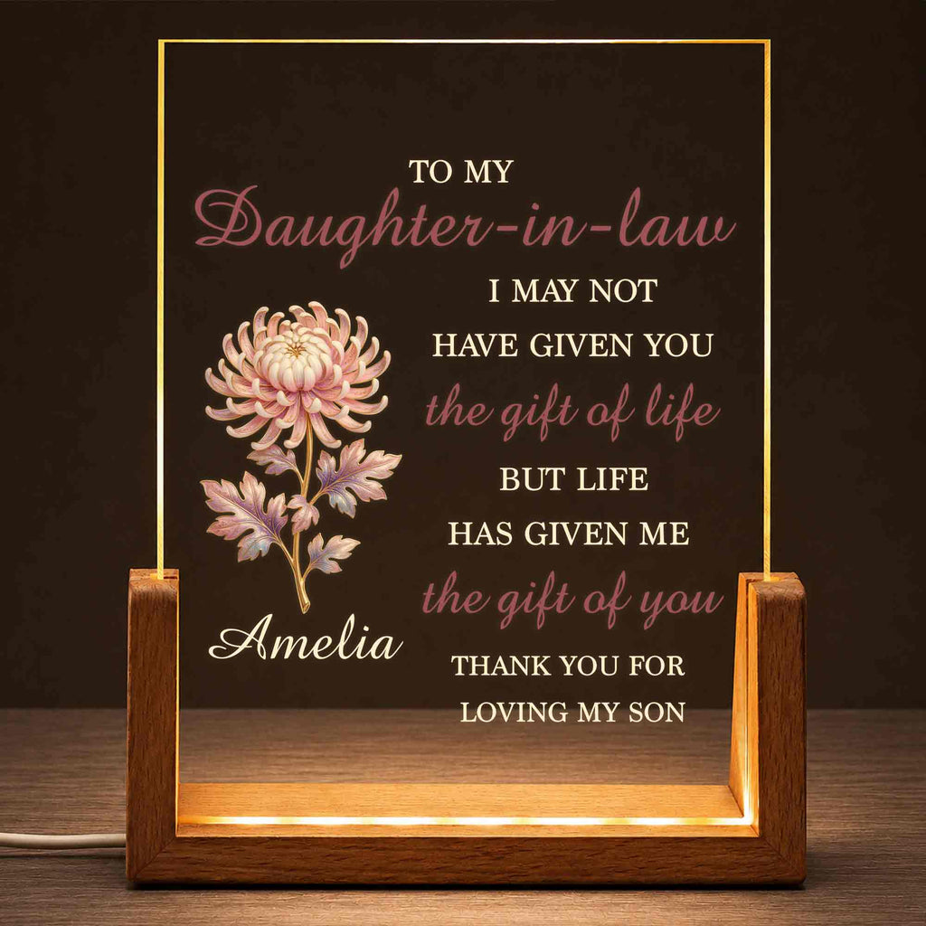 Personalized Acrylic Night Light Gift for Daughter-in-Law Wood and Acrylic Night Light GradoCreations