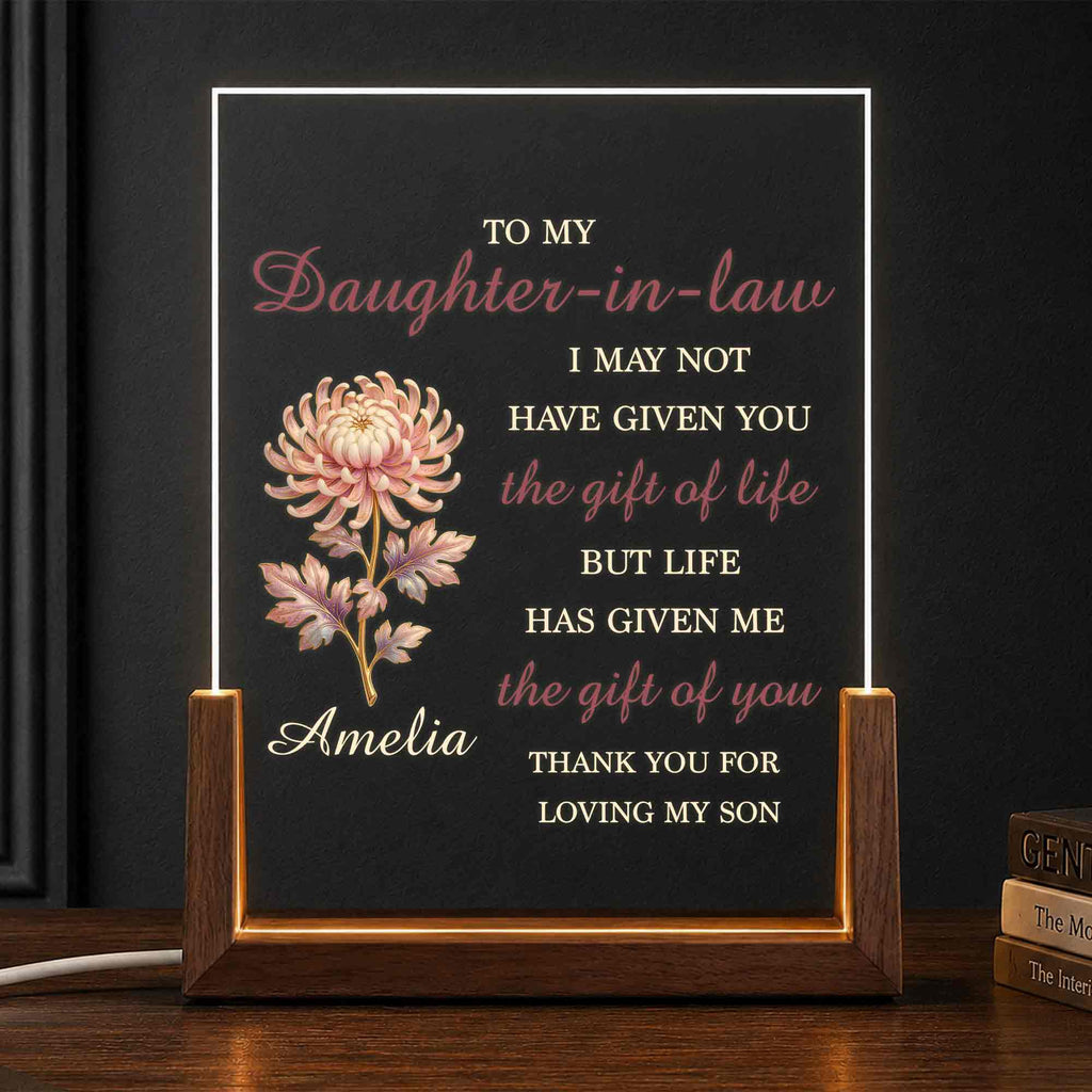 Personalized Acrylic Night Light Gift for Daughter-in-Law Wood and Acrylic Night Light GradoCreations