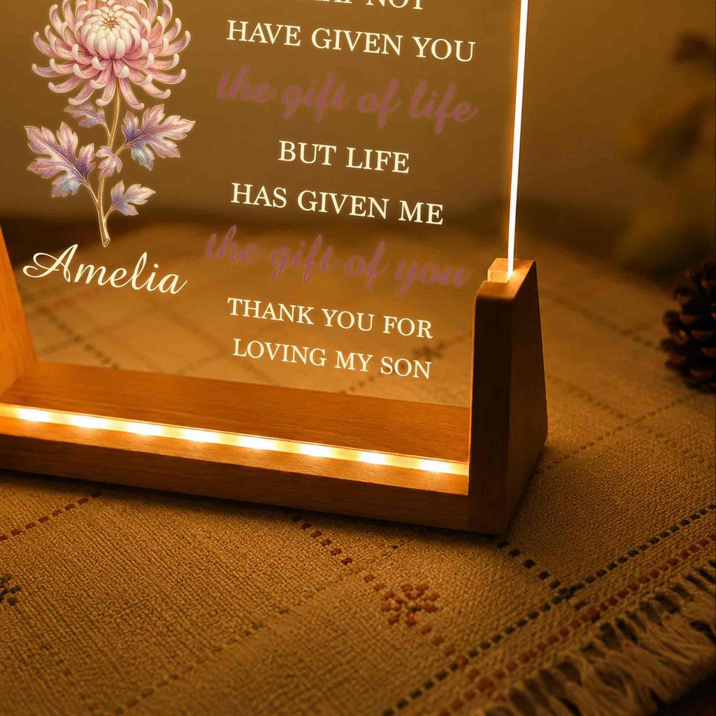 Personalized Acrylic Night Light Gift for Daughter-in-Law Wood and Acrylic Night Light GradoCreations