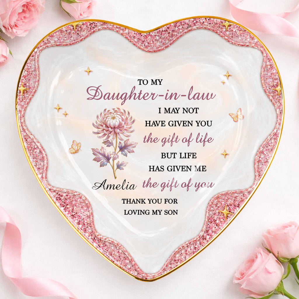 Personalized Heart Jewelry Dish Custom Name Gift for Daughter-in-Law Heart Jewelry Dish GradoCreations