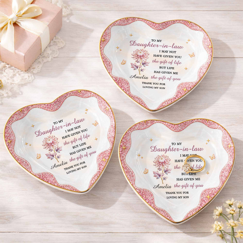 Personalized Heart Jewelry Dish Custom Name Gift for Daughter-in-Law Heart Jewelry Dish GradoCreations