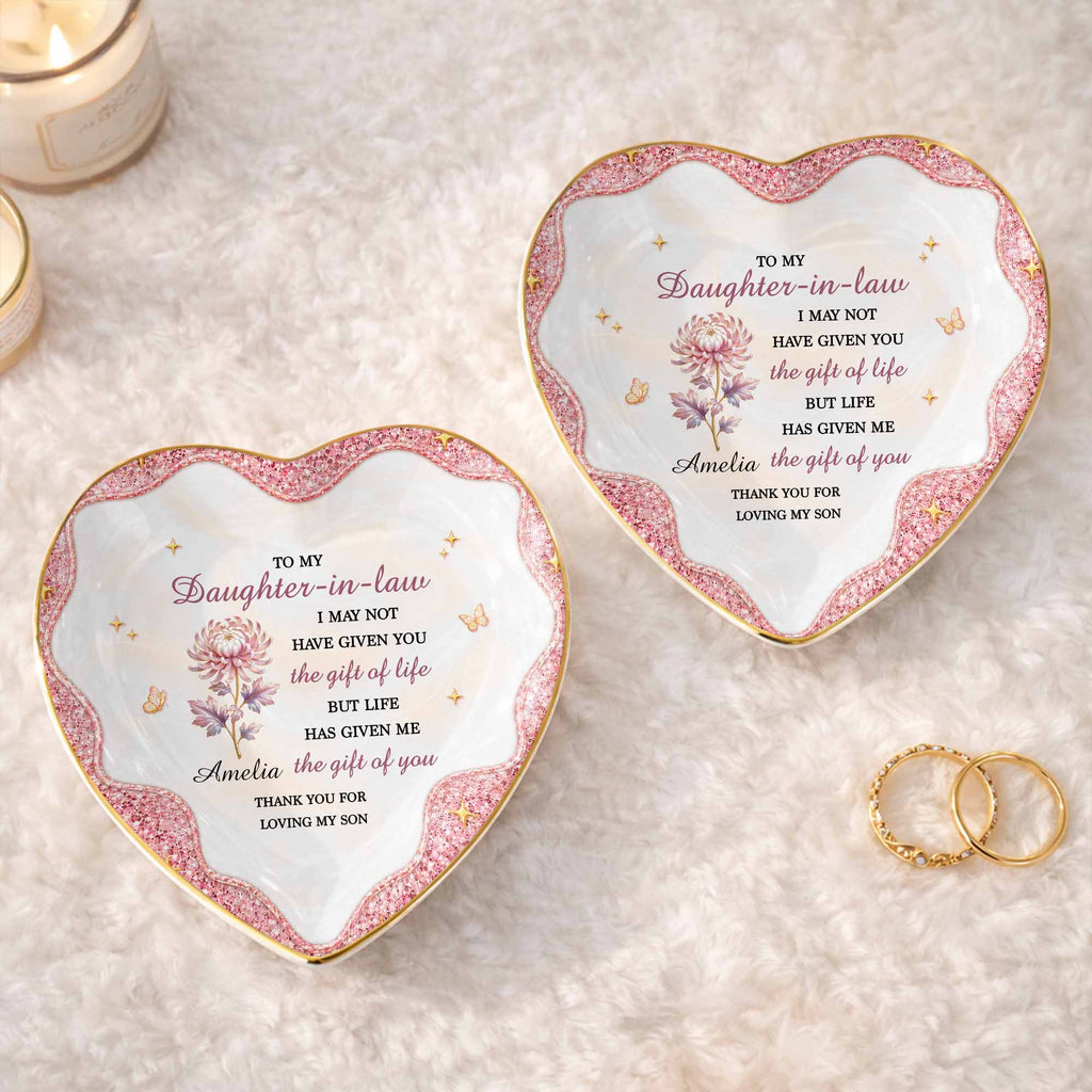 Personalized Heart Jewelry Dish Custom Name Gift for Daughter-in-Law Heart Jewelry Dish GradoCreations